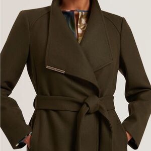Ted Baker Olive Wool Lined Coat